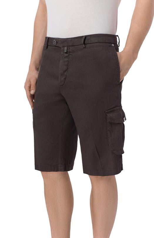 Шорты изо льна и хлопка Kiton UFPPBK0603H Коричневый  UFPPBK0603H Фото 3