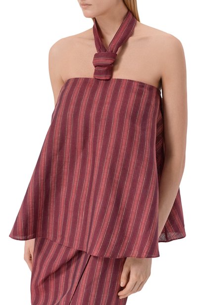 Льняной топ 12 STOREEZ бордового цвета по цене 13000 руб., арт. 138062, фото 3 Льняной топ 12 STOREEZ, арт. 138062, фото 3