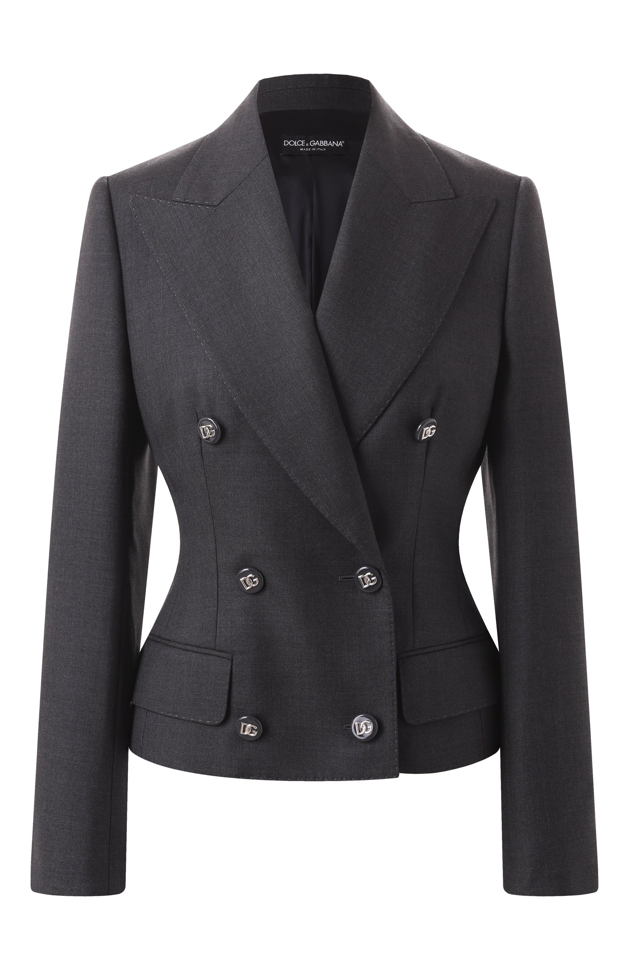 Шерстяной жакет DOLCE & GABBANA темно-серого цвета по цене 348500 руб., арт. F27DJT/FU287, фото 1 Шерстяной жакет DOLCE & GABBANA, арт. F27DJT/FU287, фото 1
