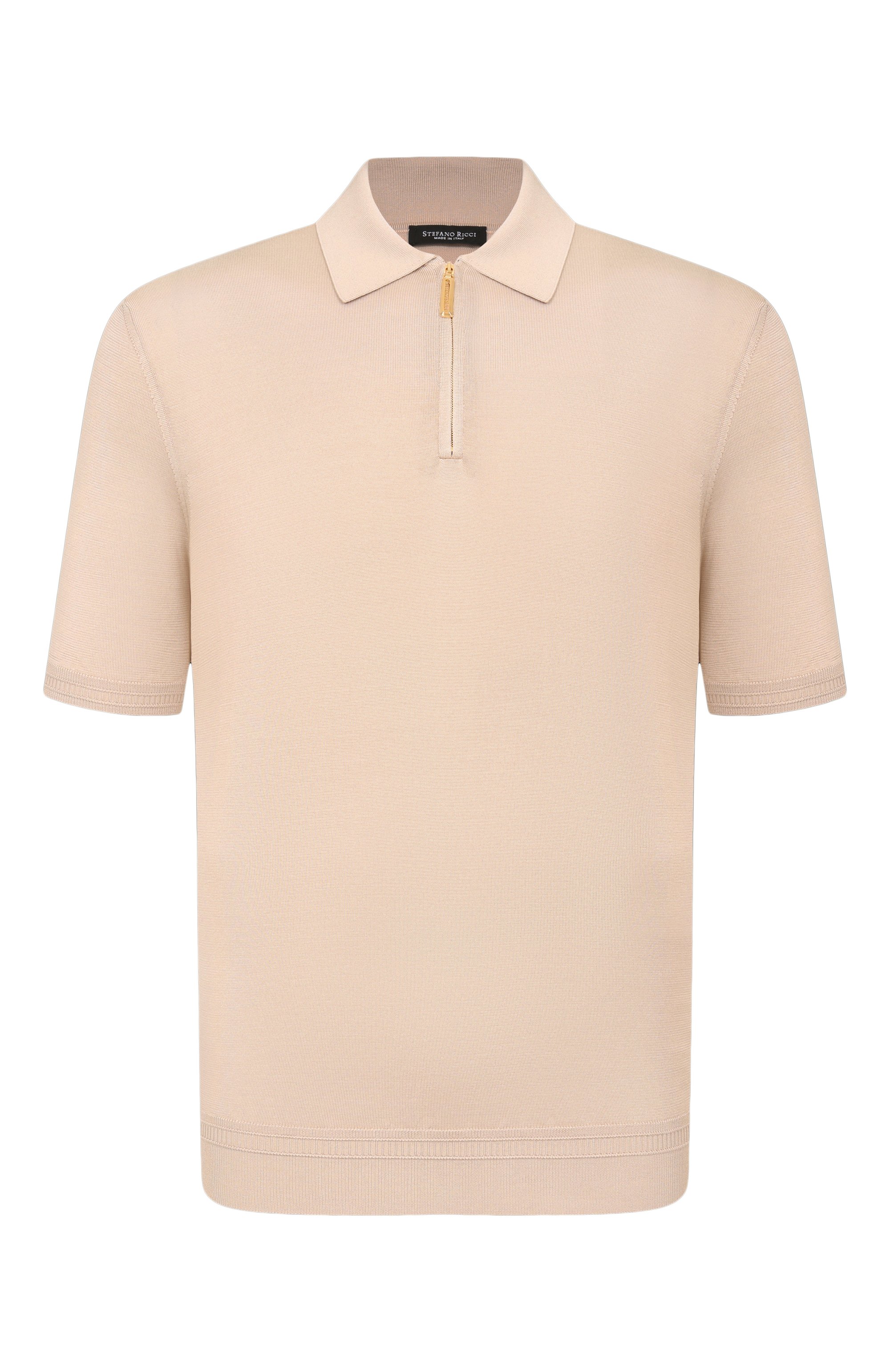 Шелковое поло STEFANO RICCI светло-бежевого цвета по цене 121000 руб., арт. K616215P31/F26101, фото 1 Шелковое поло STEFANO RICCI, арт. K616215P31/F26101, фото 1