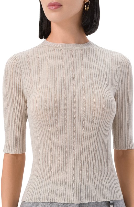 Пуловер из шерсти и вискозы Lorena Antoniazzi TM45F/3065 Бежевый  TM45F/3065 Фото 5