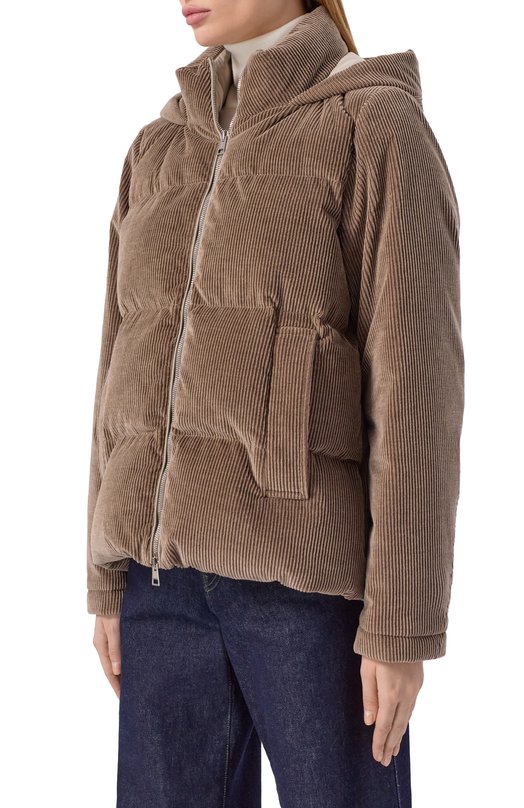 Вельветовый пуховик Kiton D54658K0587C07 Коричневый  D54658K0587C07 Фото 3