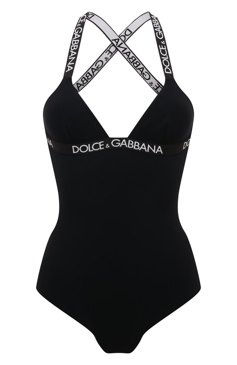 Женский слитный купальник DOLCE & GABBANA черного цвета, арт. 09B88J/0NP71 | Фото 1 (Материал внешний: Синтетический материал; Материал сплава: Проставлено; Драгоценные камни: Проставлено; Длина Ж (юбки, платья, шорты): Мини; Женское Кросс-КТ: Слитные купальники)