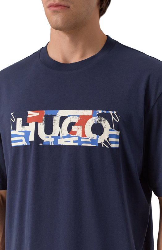 Хлопковая футболка HUGO Blue 50543485 Синий  50543485 Фото 5
