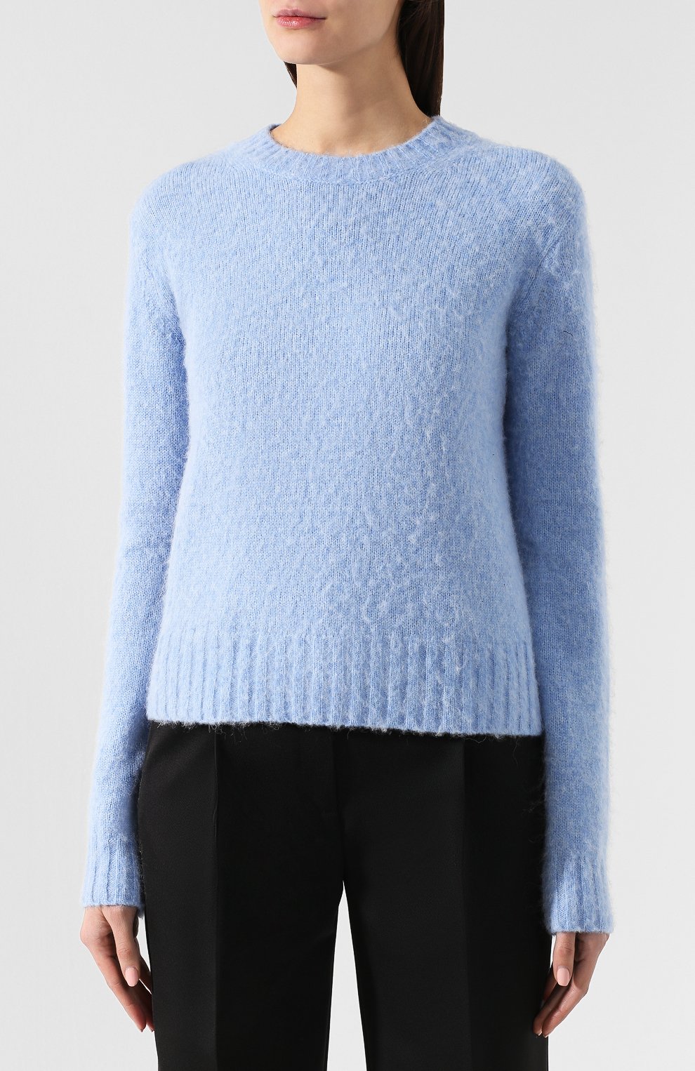 Шерстяной пуловер HELMUT LANG голубого цвета по цене 51950 руб., арт. I06HW705, фото 3 Шерстяной пуловер HELMUT LANG, арт. I06HW705, фото 3