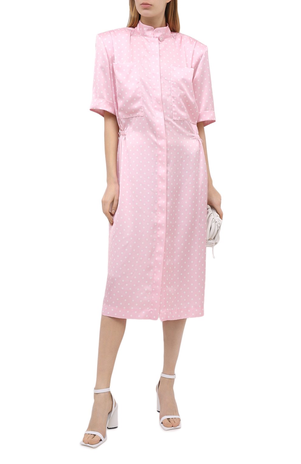 Атласное платье VETEMENTS, арт. WE51DR100P 2607/BABY PINK/WHITE, фото 2