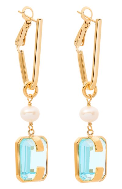 Серьги с жемчугом и кристаллами CRYSTALLINE JEWELLERY голубого цвета по цене 13860 руб., арт. 381YNN, фото 3 Серьги с жемчугом и кристаллами CRYSTALLINE JEWELLERY, арт. 381YNN, фото 3