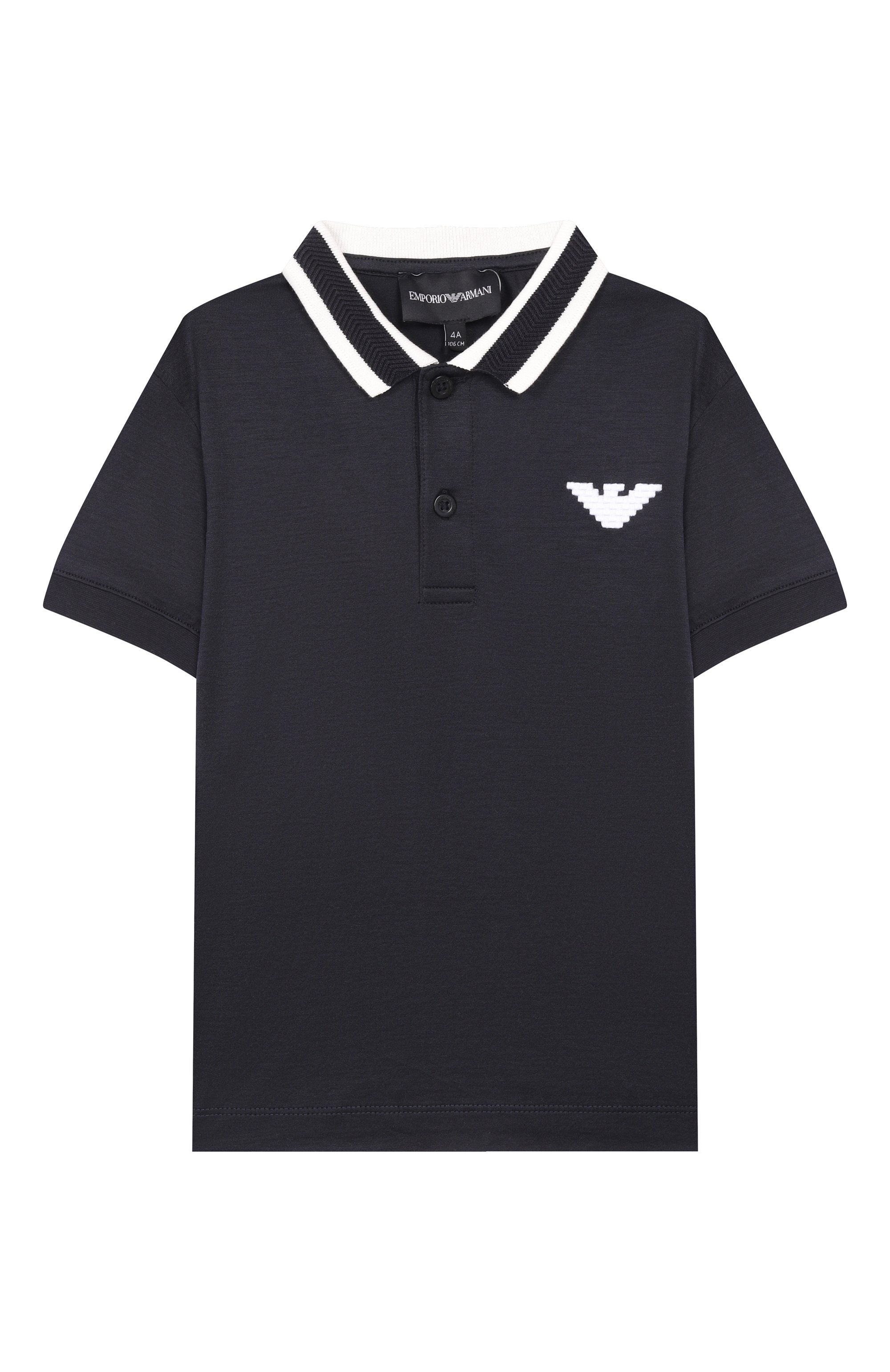 Поло из лиоцелла и хлопка EMPORIO ARMANI темно-синего цвета по цене 13000 руб., арт. EB000910/AF10127, фото 1 Поло из лиоцелла и хлопка EMPORIO ARMANI, арт. EB000910/AF10127, фото 1