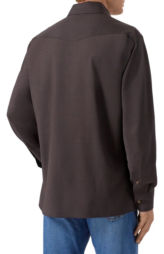 Шерстяная рубашка Brunello Cucinelli MM6704008 Коричневый  MM6704008 Фото 4
