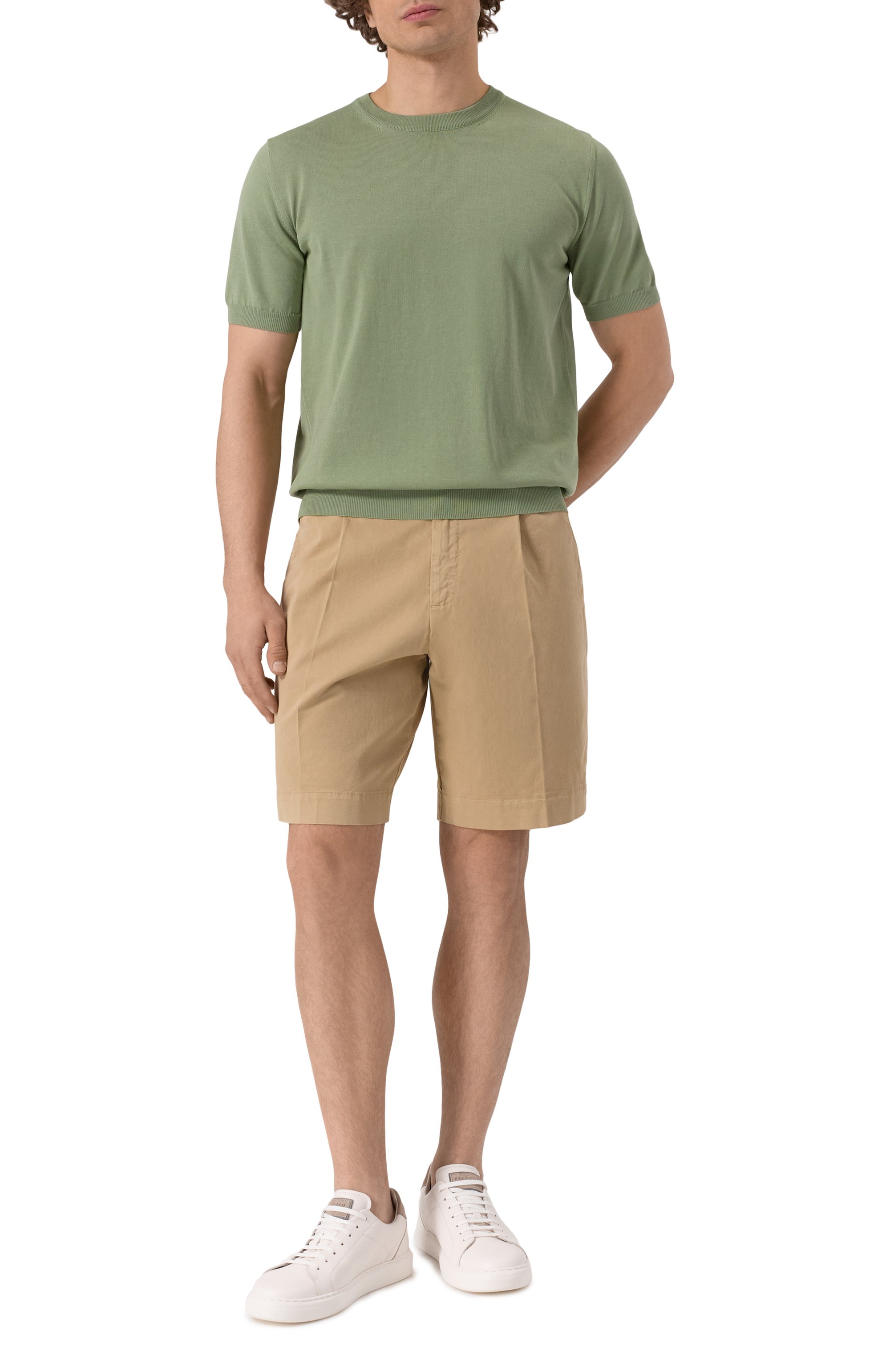 Хлопковые шорты CANALI бежевого цвета по цене 39950 руб., арт. D95608/PT01482, фото 2 Хлопковые шорты CANALI, арт. D95608/PT01482, фото 2