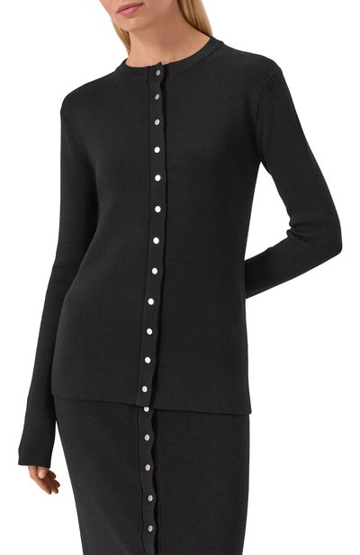 Шерстяной кардиган JIL SANDER черного цвета по цене 212500 руб., арт. J02HP0037/J14797, фото 3 Шерстяной кардиган JIL SANDER, арт. J02HP0037/J14797, фото 3