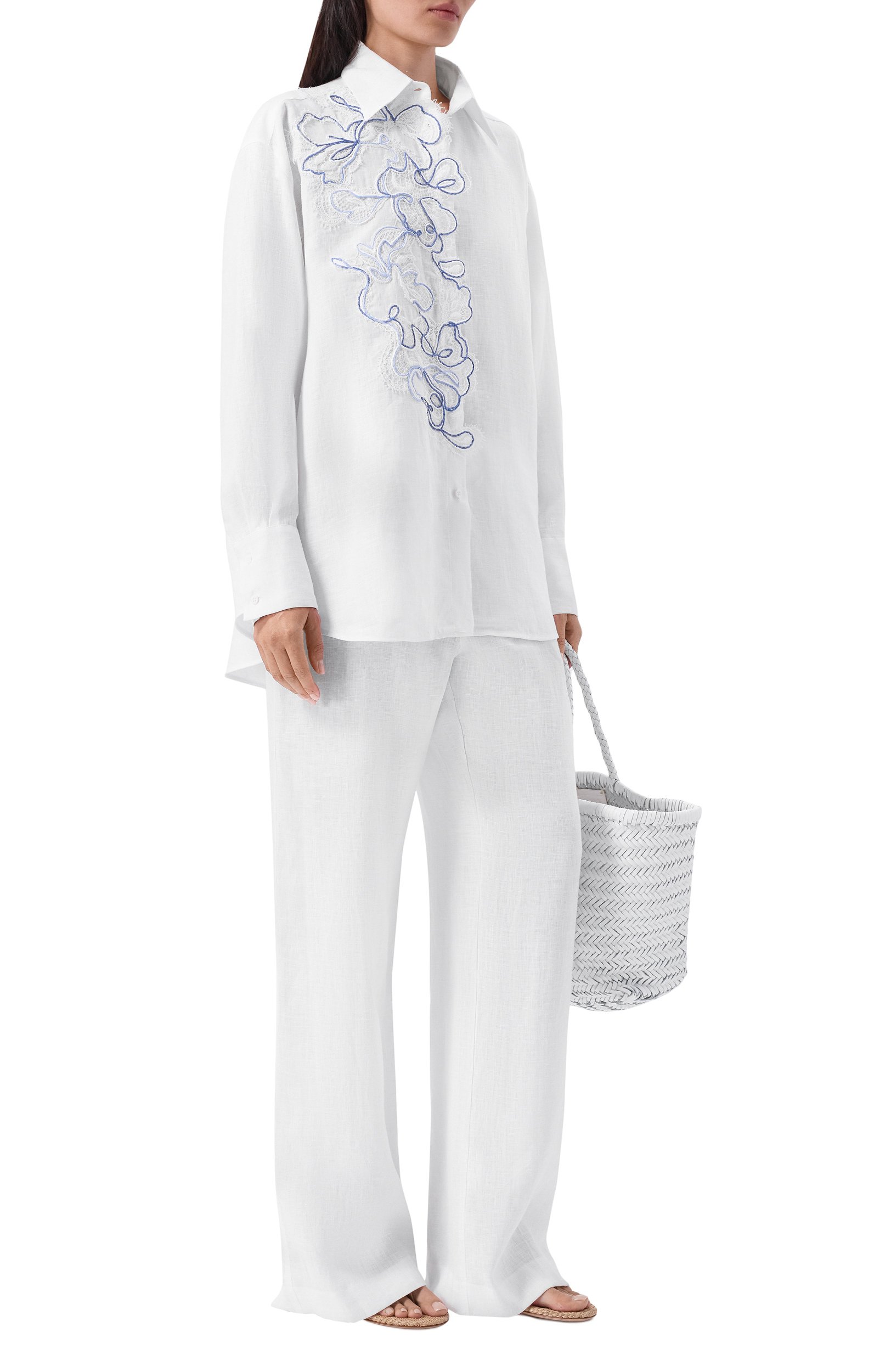 Льняные брюки ERMANNO SCERVINO белого цвета по цене 78300 руб., арт. D484P312ZQR, фото 2 Льняные брюки ERMANNO SCERVINO, арт. D484P312ZQR, фото 2