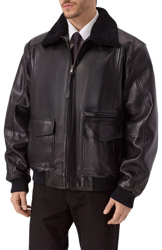 Кожаный бомбер Balmain FH0TF998/LC62 Чёрный  FH0TF998/LC62 Фото 3