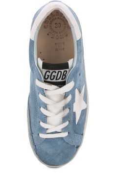 Детские замшевые кеды superstar с аппликацией GOLDEN GOOSE DELUXE BRAND голубого цвета, арт. G32KS301.Z2 | Фото 4 (Статус проверки: Проверено, Проверена категория; Материал внешний: Замша; Девочки Кросс-КТ: Обувь-низкие; Материал сплава: Проставлено, Проверено; Нос: Не проставлено; Длина стельки: 18, 19, 19,5, 20, 21, 22, 22,5, 22,8)