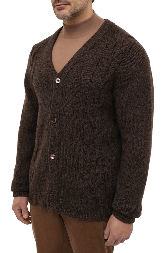 Кардиган из шерсти и кашемира Cruciani Коричневый, фото 3