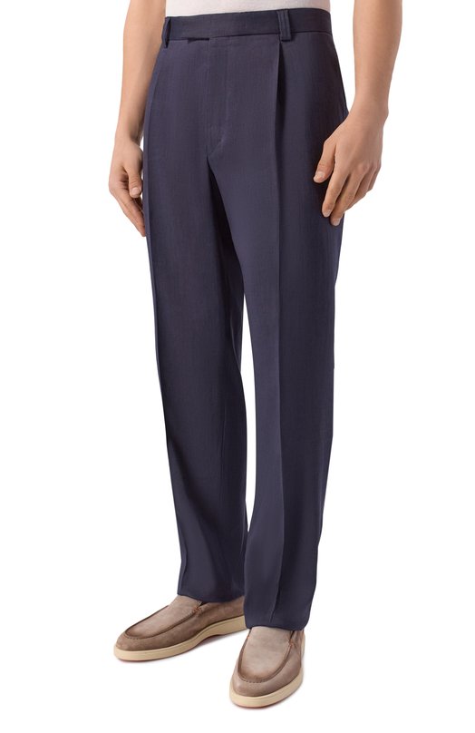 Брюки изо льна и шерсти BOSS Camel 50560851 Синий  50560851 Фото 3