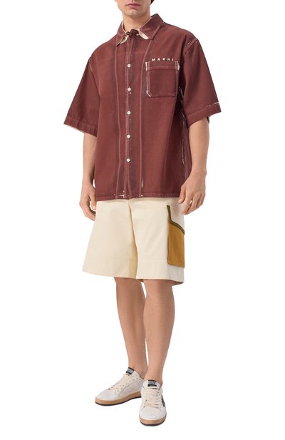 Джинсовая рубашка MARNI бордового цвета по цене 97900 руб., арт. CUJU0017A2/USCY64, фото 2 Джинсовая рубашка MARNI, арт. CUJU0017A2/USCY64, фото 2