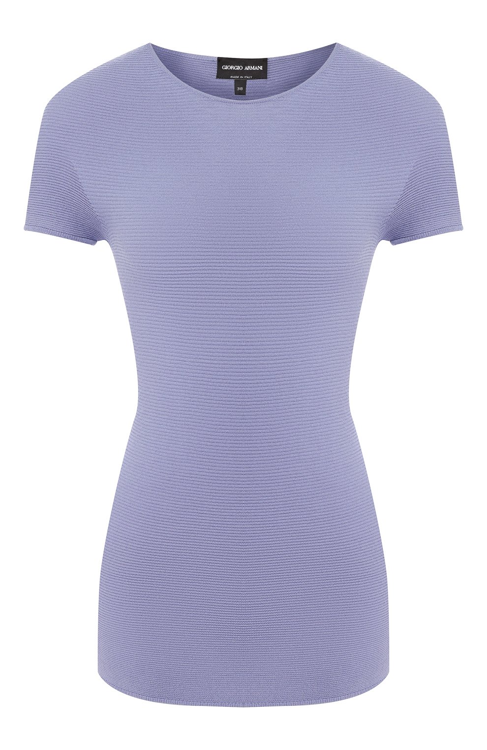 Футболка из вискозы GIORGIO ARMANI сиреневого цвета по цене 54200 руб., арт. 8NAM32/AM05Z, фото 1 Футболка из вискозы GIORGIO ARMANI, арт. 8NAM32/AM05Z, фото 1