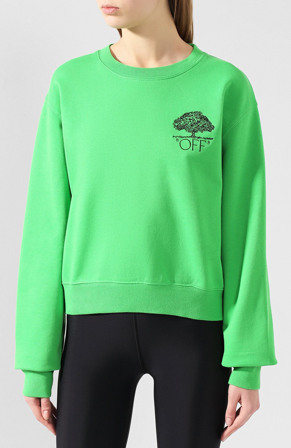 Хлопковый свитшот OFF-WHITE зеленого цвета по цене 38250 руб., арт. 0WBA026F190030684010, фото 3 Хлопковый свитшот OFF-WHITE, арт. 0WBA026F190030684010, фото 3