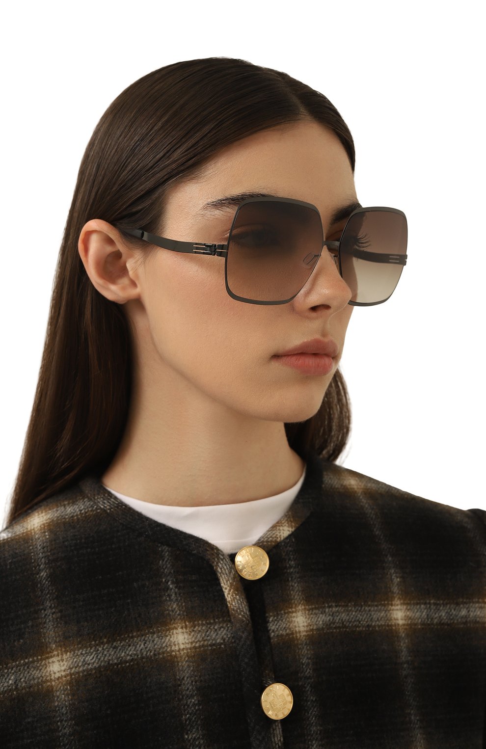 Солнцезащитные очки IC! BERLIN коричневого цвета по цене 49950 руб., арт. IB-ANGELINA T GUN-METAL BLACK BR0WN-SAND L0W RIDER, фото 2 Солнцезащитные очки IC! BERLIN, арт. IB-ANGELINA T GUN-METAL BLACK BR0WN-SAND L0W RIDER, фото 2