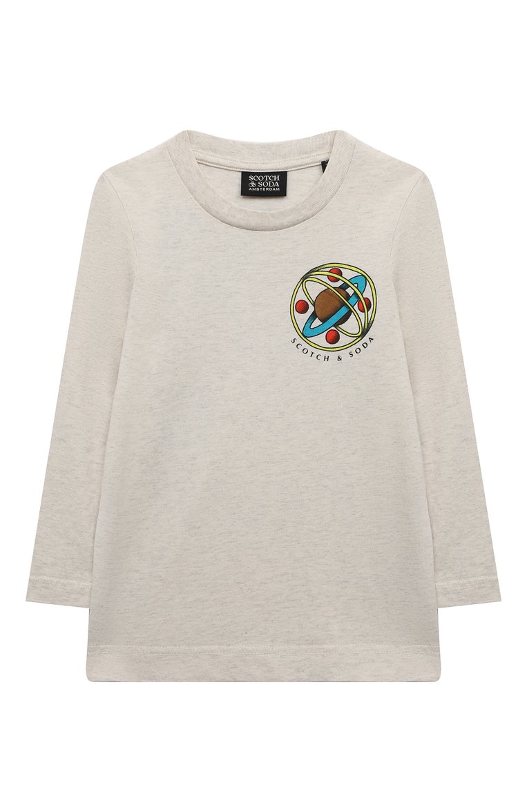 Детская хлопковый лонгслив SCOTCH AND SODA кремового цвета, арт. 167646-22-FWBM-D50 | Фото 1 (Материал внешний: Хлопок; Рукава: Длинные; Региональные ограничения белый список (Axapta Mercury): Не проставлено)