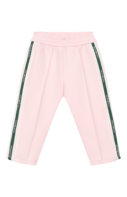 Детские хлопковые брюки EMPORIO ARMANI светло-розового цвета, арт. EB000152/AF10126 | Фото 1 (Нос: Не проставлено; Материал сплава: Проставлено; Материал внешний: Хлопок)