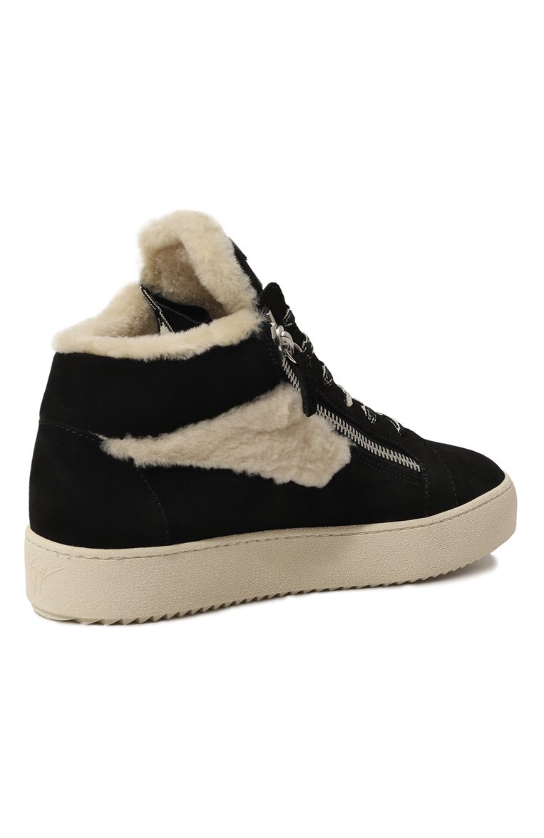 Мужские комбинированные кеды kriss ice GIUSEPPE ZANOTTI DESIGN черного цвета, арт. RU30048 | Фото 5 (Подошва: Массивная; Материал утеплителя: Натуральный мех; Стили: Классический; Материал внешний: Натуральная кожа; Кросс-КТ: Высокие)