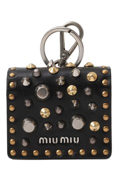 Кожаный футляр для airpods MIU MIU черного цвета, арт. 5TT139-2DQR-F0002 | Фото 1 (Нос: Не проставлено; Региональные ограничения белый список (Axapta Mercury): Не проставлено; Материал: Натуральная кожа)