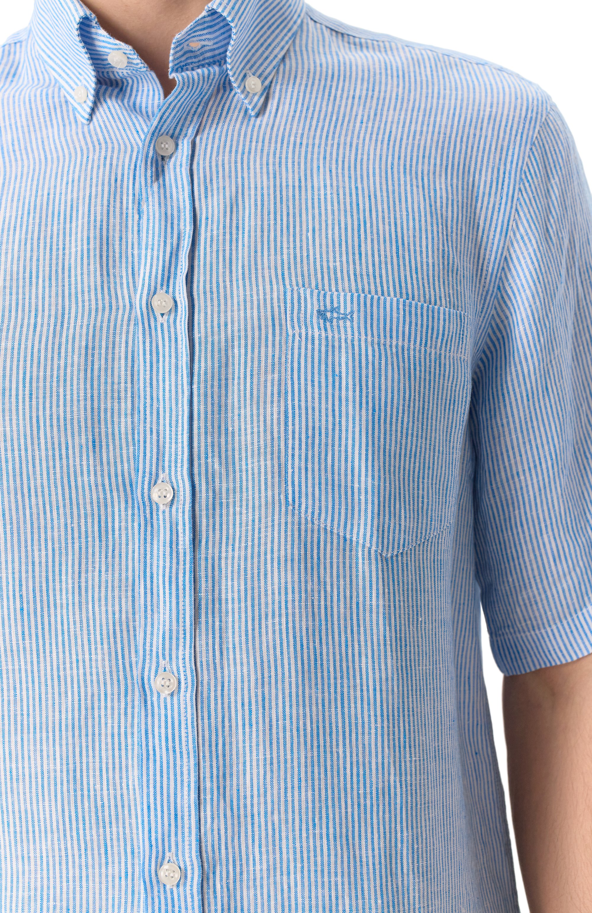 Льняная рубашка PAUL&SHARK голубого цвета по цене 39050 руб., арт. 25413011, фото 5 Льняная рубашка PAUL&SHARK, арт. 25413011, фото 5