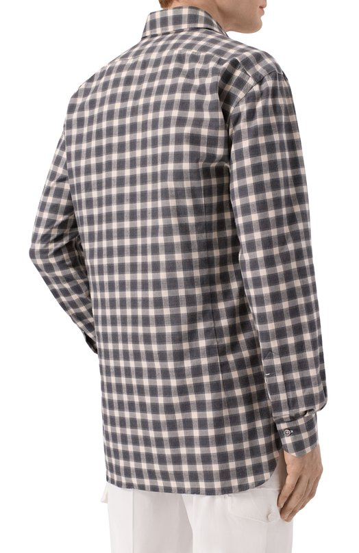 Хлопковая рубашка Kiton UCCH0943907 Серый  UCCH0943907 Фото 4