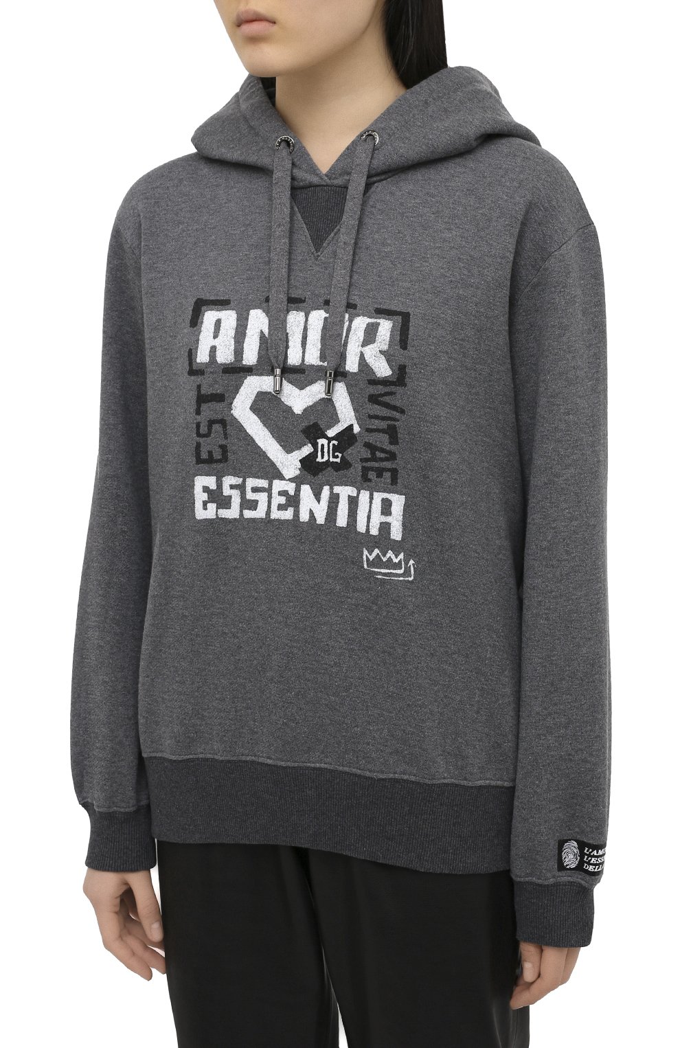 Худи из хлопка и кашемира DOLCE & GABBANA серого цвета по цене 84150 руб., арт. F9I51T/G7XQJ, фото 3 Худи из хлопка и кашемира DOLCE & GABBANA, арт. F9I51T/G7XQJ, фото 3