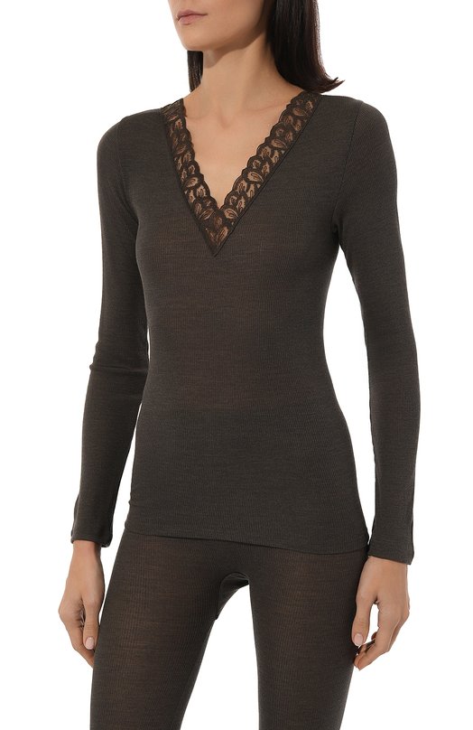 Лонгслив из шерсти и шелка Zimmerli 370-53011 Хаки  370-53011 Фото 3