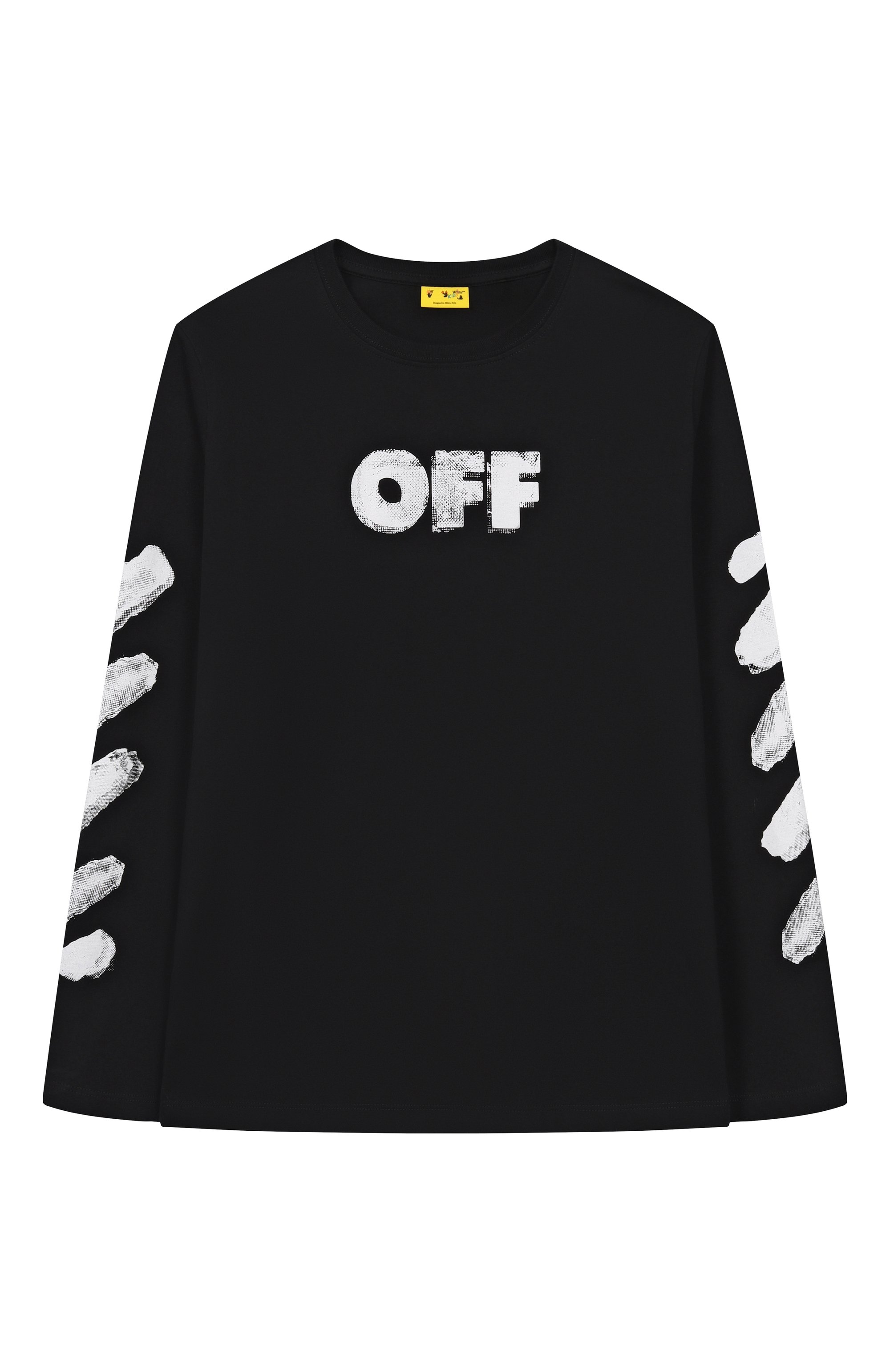Хлопковый лонгслив OFF-WHITE черного цвета по цене 24200 руб., арт. 0BAB001F25JER002/12+, фото 1 Хлопковый лонгслив OFF-WHITE, арт. 0BAB001F25JER002/12+, фото 1