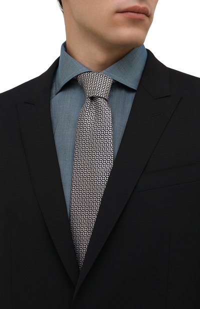 Шелковый галстук LANVIN серого цвета по цене 11150 руб., арт. 3159/TIE, фото 2 Шелковый галстук LANVIN, арт. 3159/TIE, фото 2