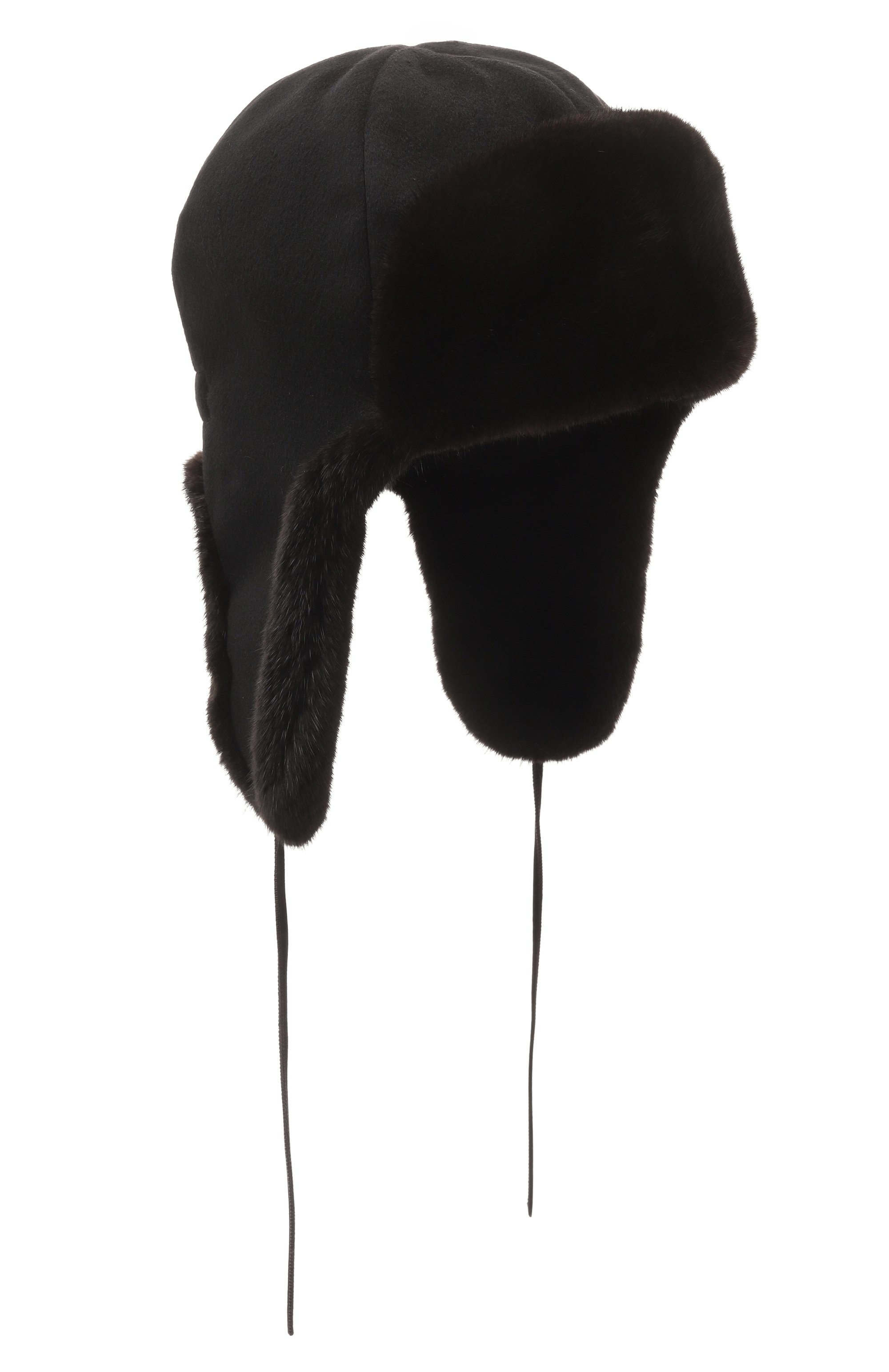 Кашемировая шапка-ушанка бруклин с мехом норки FURLAND черного цвета по цене 90200 руб., арт. 0130910010082600091, фото 1 Кашемировая шапка-ушанка бруклин с мехом норки FURLAND, арт. 0130910010082600091, фото 1