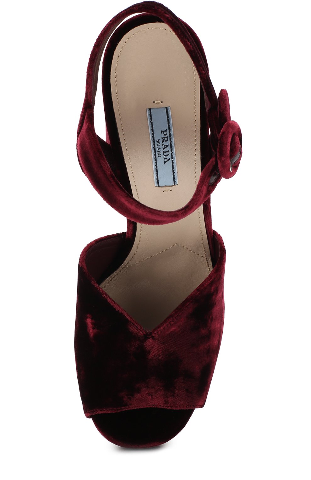 Бархатные босоножки на устойчивом каблуке и платформе PRADA, арт. 1XP39A-68-F0007-B130, фото 5