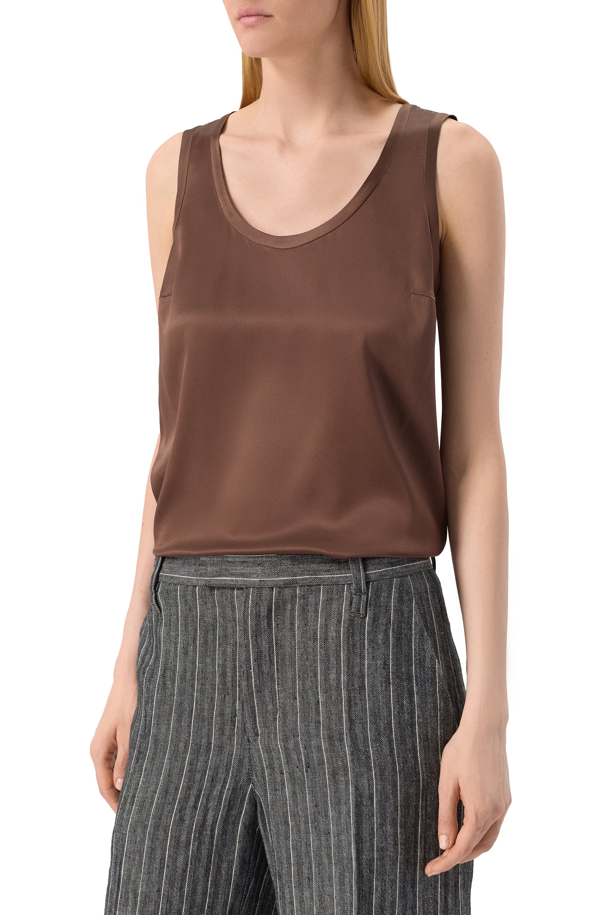 Атласный топ BRUNELLO CUCINELLI, арт. MPC59E0600, фото 3