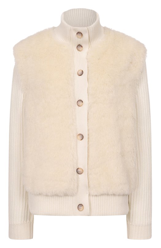 Комбинированный кардиган Gran Sasso 13225/12885 Кремовый 13225/12885