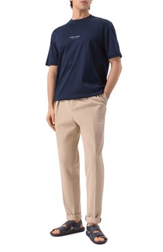 Мужская хлопковая футболка GIORGIO ARMANI темно-синего цвета, арт. GM001085/TE10629 | Фото 2 (Рукава: Короткие; Материал внешний: Хлопок; Длина (для топов): Стандартные; Принт: Без принта; Стили: Кэжуэл; Кросс-КТ: Джерси; Мужское Кросс-КТ: Футболка-одежда)