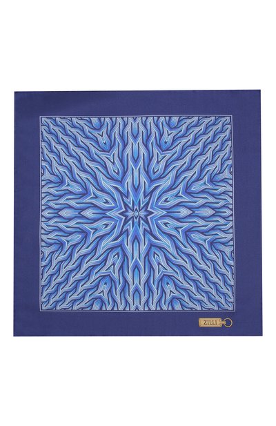 Шелковый платок ZILLI синего цвета по цене 8995 руб., арт. 50709/HANDKERCHIEFS, фото 3 Шелковый платок ZILLI, арт. 50709/HANDKERCHIEFS, фото 3