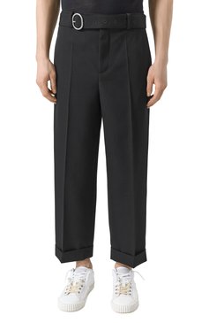 Мужские шерстяные брюки JIL SANDER черного цвета, арт. J22KA0230/J40002 | Фото 3 (Длина (брюки, джинсы): Укороченные; Материал сплава: Проставлено; Материал внешний: Шерсть; Драгоценные камни: Проставлено; Случай: Повседневный; Стили: Минимализм)
