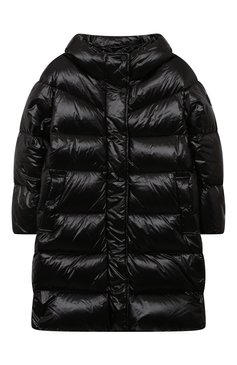 Детская пуховое пальто WOOLRICH черного цвета, арт. CFWKOU0418FRUT3085 | Фото 1 (Рукава: Длинные; Материал внешний: Синтетический материал; Материал сплава: Проставлено; Материал подклада: Синтетический материал; Драгоценные камни: Проставлено; Материал утеплителя: Пух и перо)