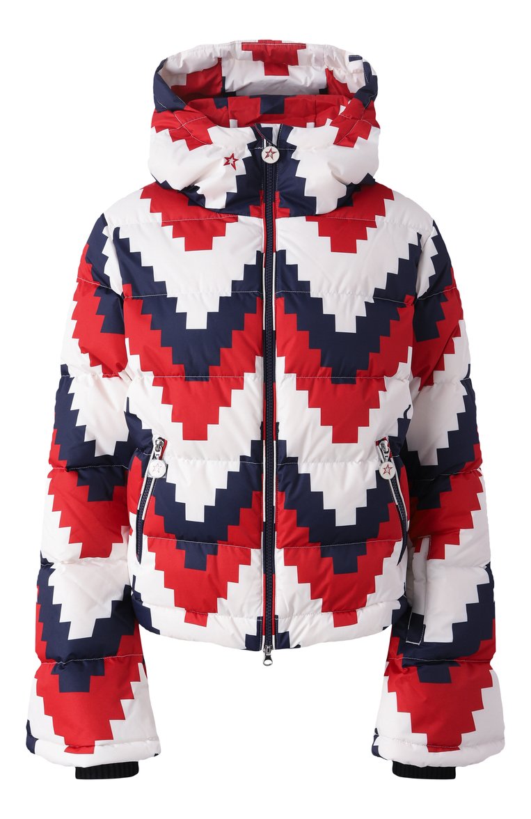 Женский пуховик PERFECT MOMENT разноцветного цвета, арт. W3001158/P0LAR FLARE SKI JACKET II | Фото 1 (Длина (верхняя одежда): Короткие; Рукава: Длинные; Материал сплава: Проставлено; Материал утеплителя: Пух и перо; Драгоценные камни: Проставлено; Материал подклада: Синтетический материал; Кросс-КТ: лыжи, Пуховик; Стили: Спорт-шик; Материал внешний: Синтетический материал)