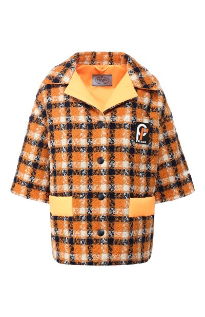 Шерстяной жакет в клетку с отложным воротником PRADA, арт. P558G-1SQ0-F0049, фото 1