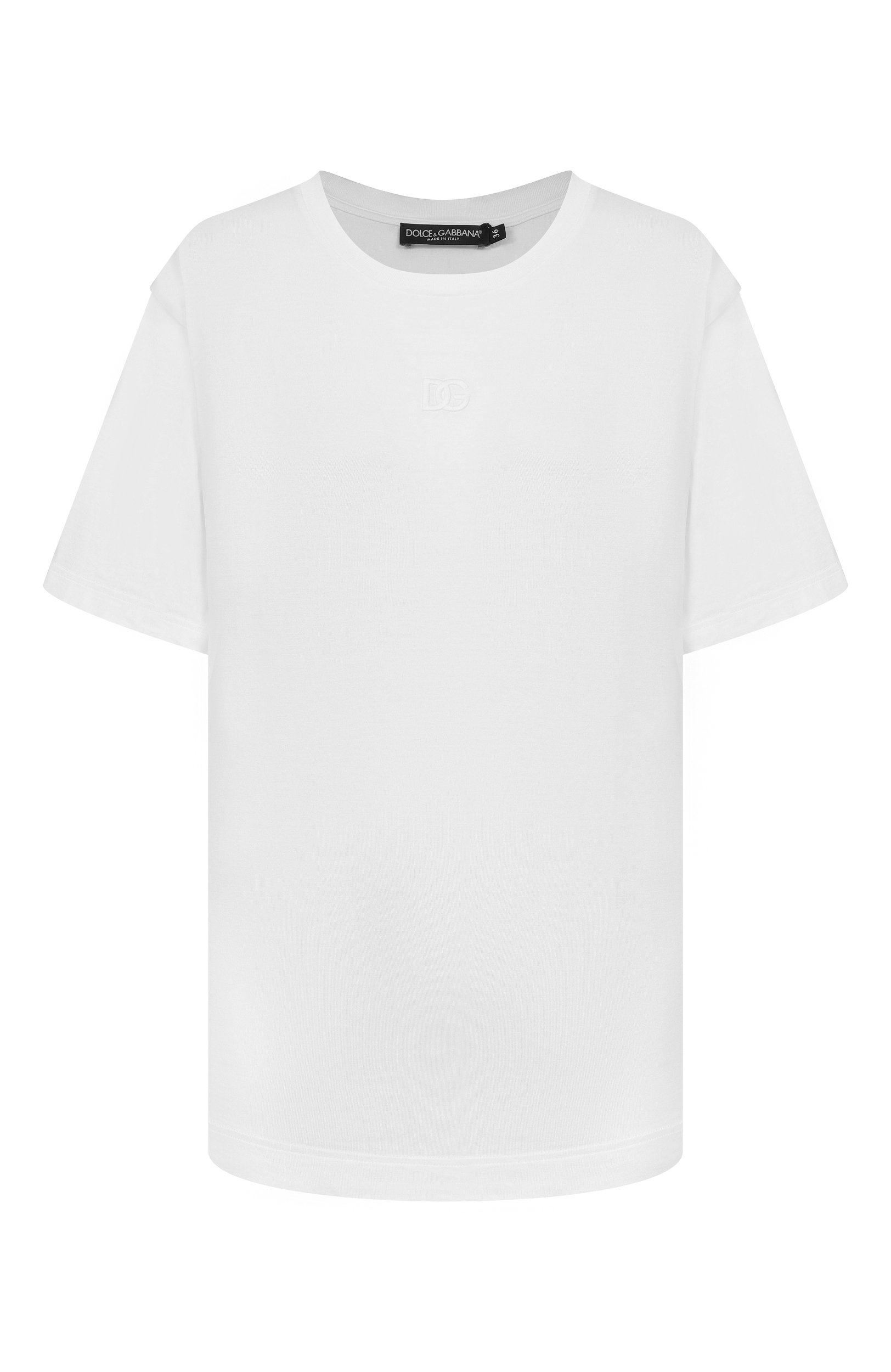 Хлопковая футболка DOLCE & GABBANA белого цвета по цене 52150 руб., арт. F8W64Z/GDDYD, фото 1 Хлопковая футболка DOLCE & GABBANA, арт. F8W64Z/GDDYD, фото 1