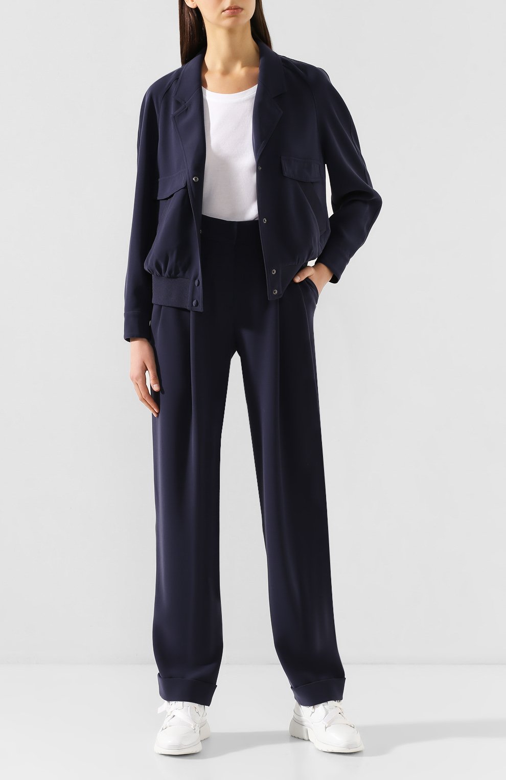 Жакет EMPORIO ARMANI темно-синего цвета по цене 58250 руб., арт. 3H2B61/2NWAZ, фото 2 Жакет EMPORIO ARMANI, арт. 3H2B61/2NWAZ, фото 2