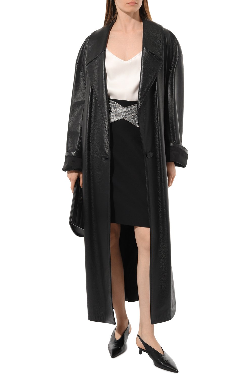 Шерстяная юбка с отделкой стразами BALMAIN черного цвета по цене 287500 руб., арт. AF0LC131PB82, фото 2 Шерстяная юбка с отделкой стразами BALMAIN, арт. AF0LC131PB82, фото 2