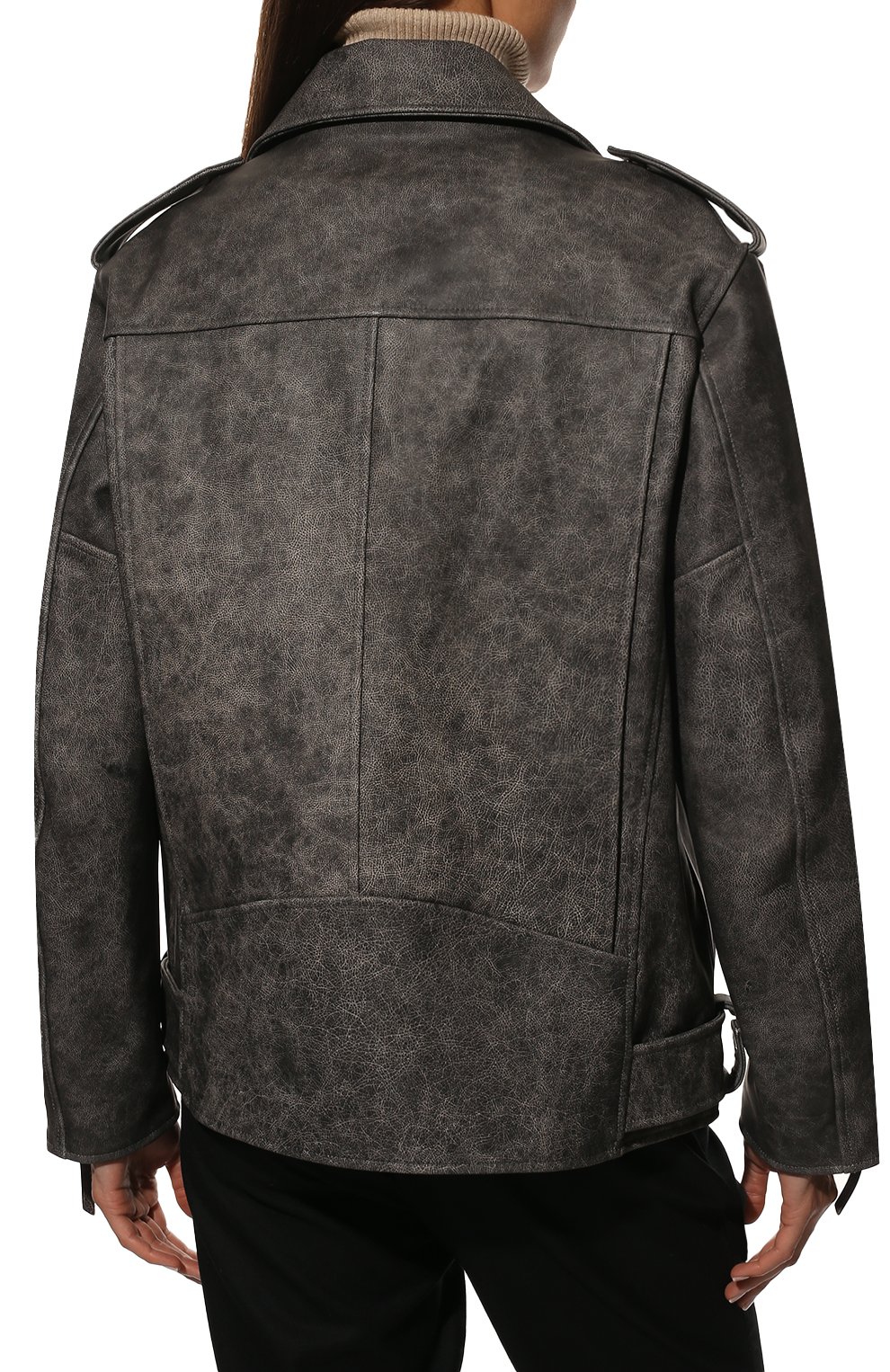 Кожаная куртка ALINE серого цвета по цене 165000 руб., арт. AL22FW010908, фото 4 Кожаная куртка ALINE, арт. AL22FW010908, фото 4