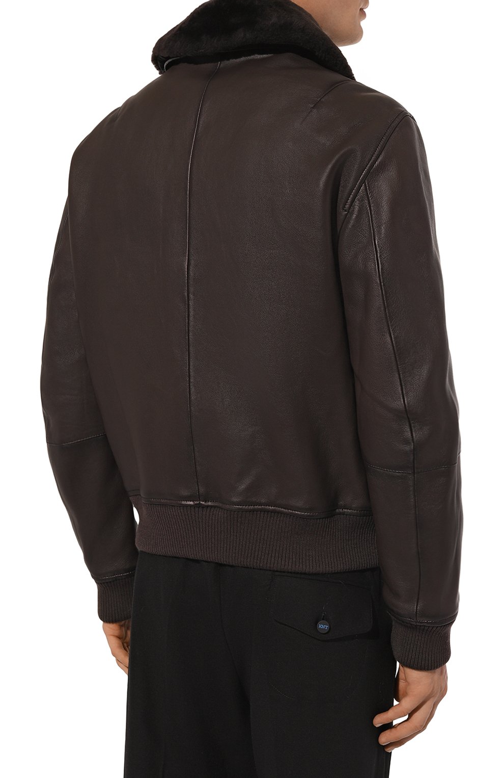 Кожаный бомбер YVES SALOMON темно-коричневого цвета по цене 239000 руб., арт. 25WHV20165AGAN, фото 4 Кожаный бомбер YVES SALOMON, арт. 25WHV20165AGAN, фото 4