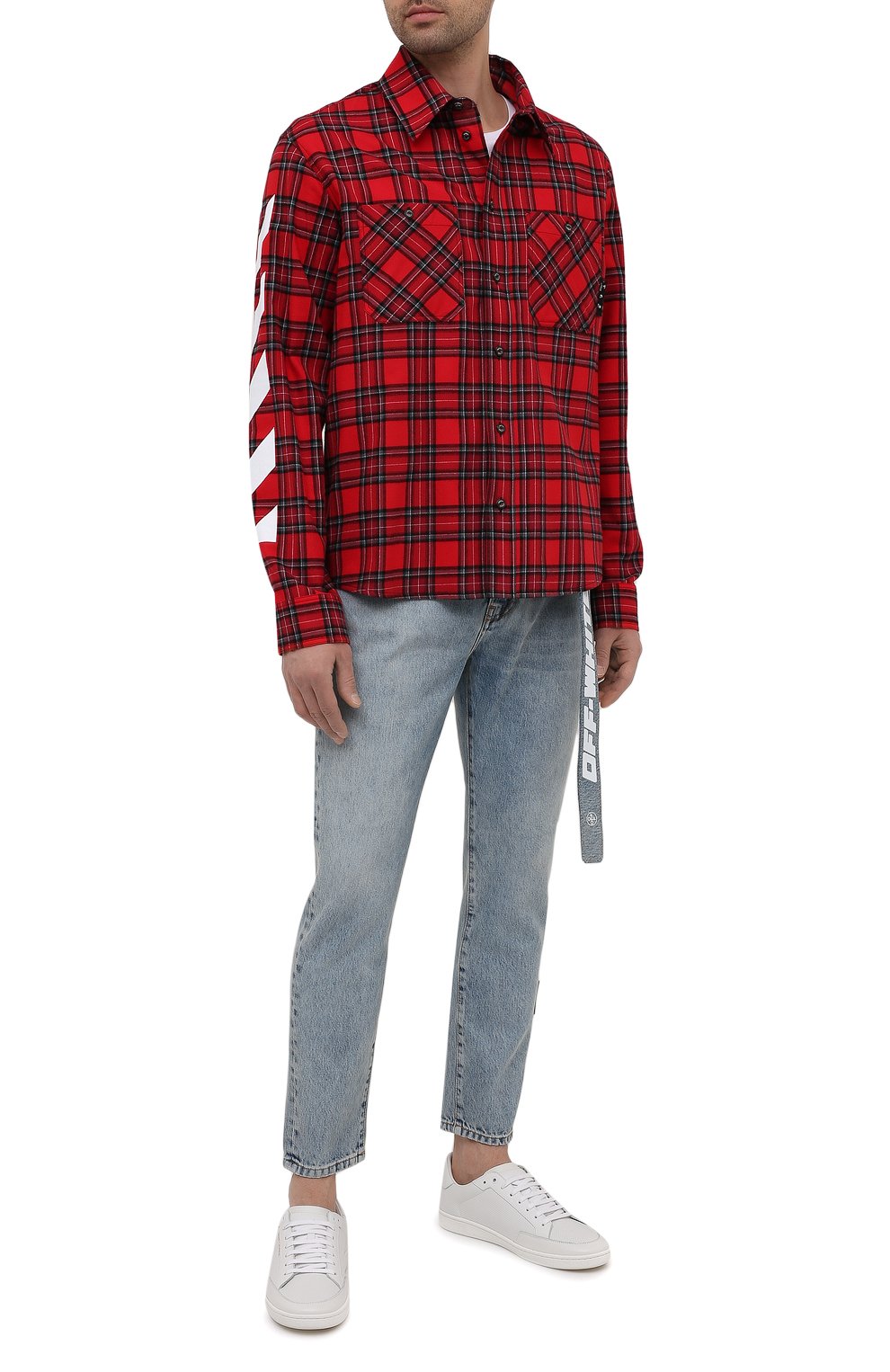 Хлопковая рубашка OFF-WHITE красного цвета по цене 74700 руб., арт. 0MGA133S21FAB001, фото 2 Хлопковая рубашка OFF-WHITE, арт. 0MGA133S21FAB001, фото 2